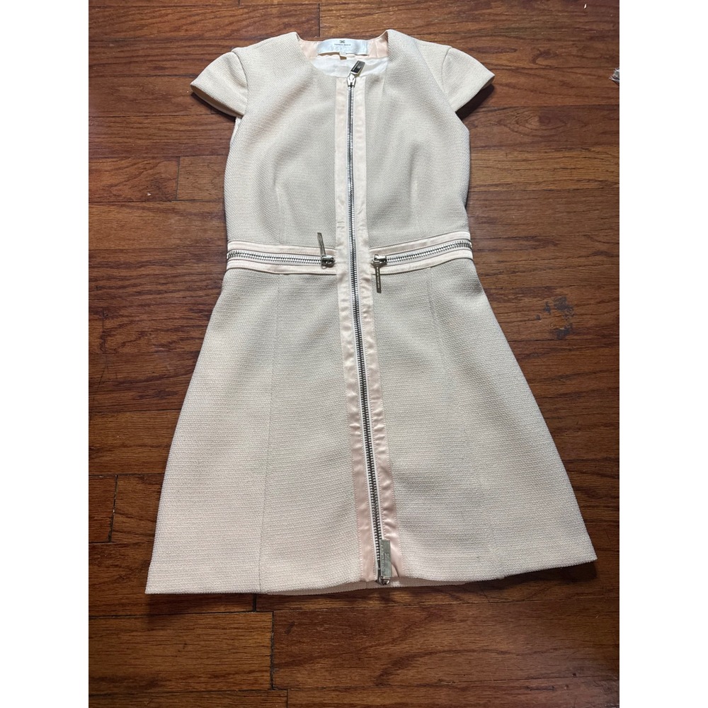 Elisabetta Franchi Gold Cream Zip Front‎ Mini Dress  IT 40 US 4